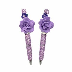 Purple Clay Floral Crystal Pen